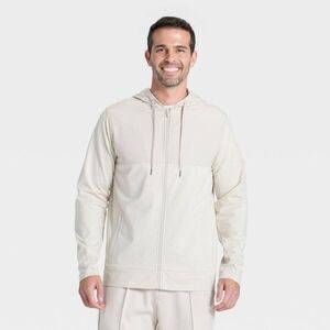 All In Motion - Men's Soft Stretch Full Zip Top - All In Motion Cr Off-White